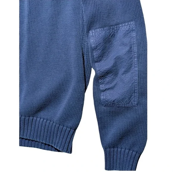Cutter & Buck Blue‎ Cotton Sweater XL Chunky Knit Elbow Patch - Picture 9 of 13
